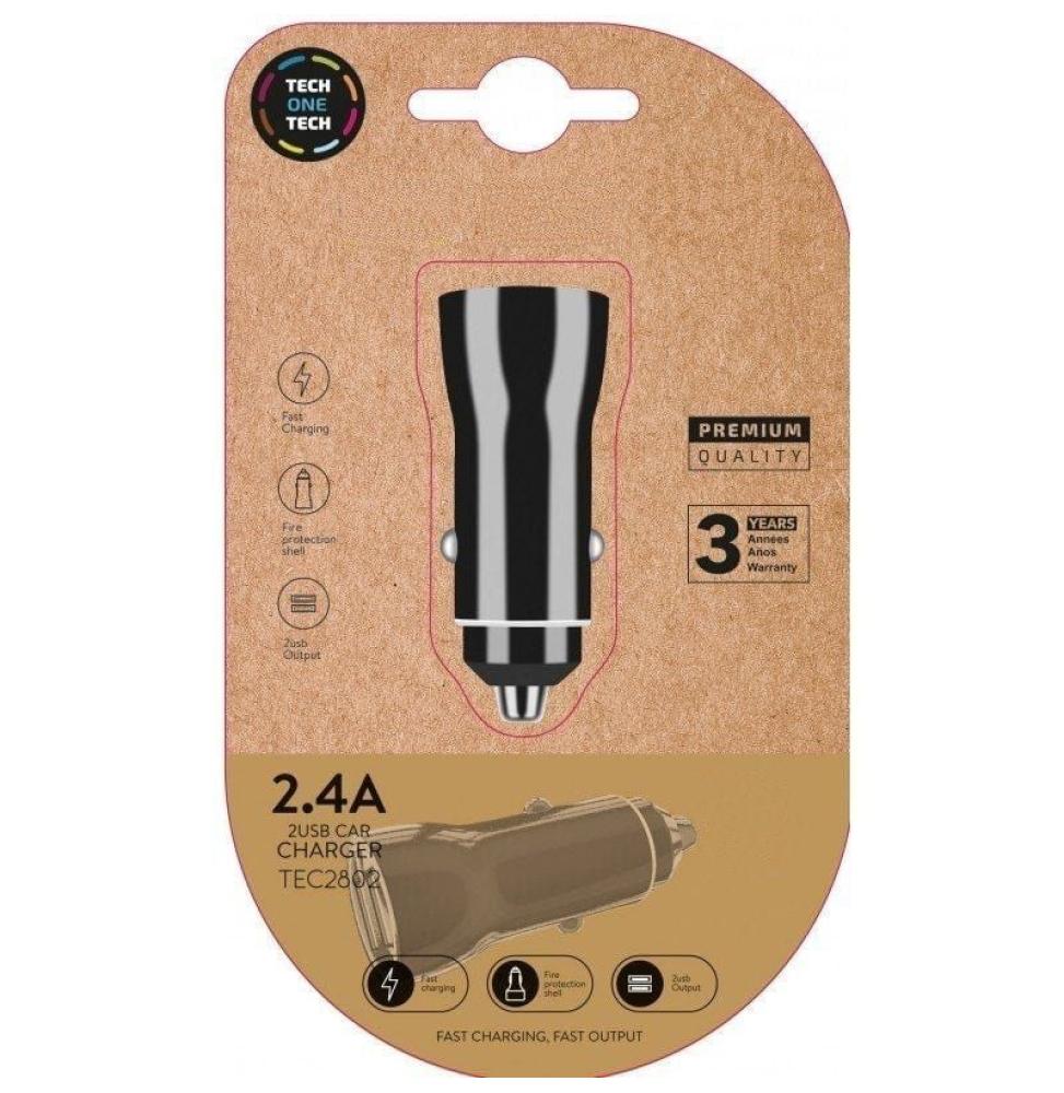 Cargador de Coche Tech One Tech TEC2802/ 2xUSB/ 2.4A