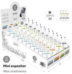 Expositor de Cargadores y Cables Tech One Tech Basik TEC2990/ Incluye 30 Cables / 10 Cargadores /  Regalo 3 Cables USB Tipo-C