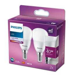 Bombilla Led Philips LED/ Casquillo E14/ 5W/ 470 Lúmenes/ 4000K/ Pack de 2 Uds