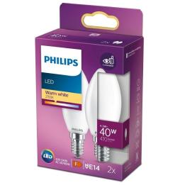 Bombilla Led Philips LED Classic/ Casquillo E14/ 4.3W/ 470 Lúmenes/ 2700K/ Pack de 2 Uds