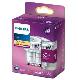 Bombilla Led Philips LED Classic/ Casquillo GU10/ 4.6W/ 355 Lúmenes/ 2700K/ Pack de 2 Uds