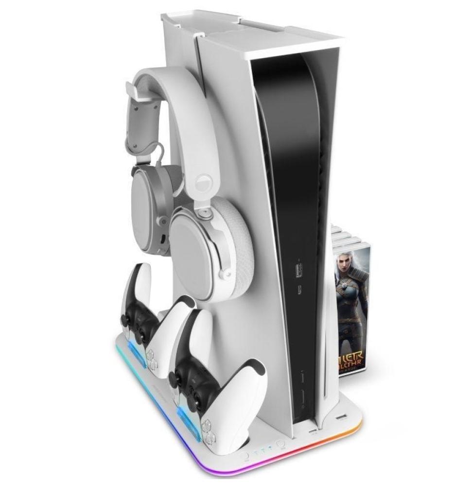 Soporte Multifunción RGB para PS5 Mars Gaming MPS5-B/ Blanco