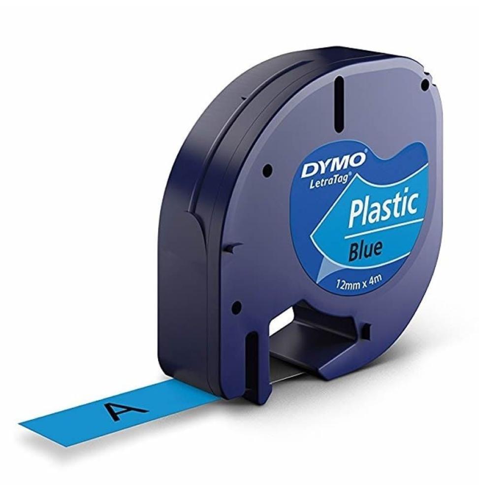 Cinta Rotuladora Adhesiva de Plástico Dymo 91205/ para Letratag/ 12mm x 4m/ Negra-Azul