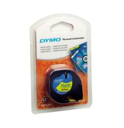 Cinta Rotuladora Adhesiva de Plástico Dymo 91202/ para Letratag/ 12mm x 4m/ Negra-Amarilla