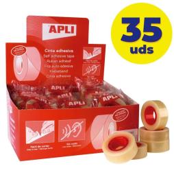 Caja de Cintas Adhesivas Transparentes Apli 11103/ 1.9cm x 33m/ 35 unidades