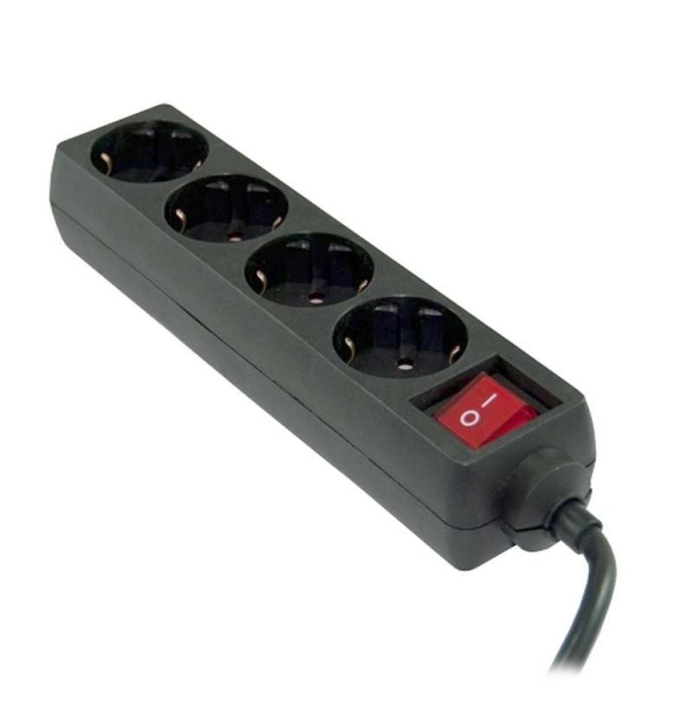 Regleta con interruptor 3GO REG4/ 4 Tomas de corriente/ Cable 1.7m/ Negra