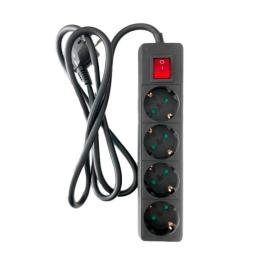 Regleta con interruptor 3GO REG4/ 4 Tomas de corriente/ Cable 1.7m/ Negra