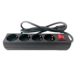 Regleta con interruptor 3GO REG4/ 4 Tomas de corriente/ Cable 1.7m/ Negra