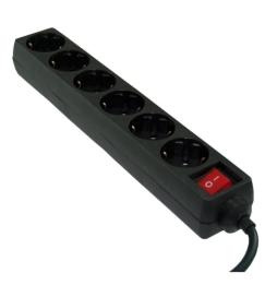 Regleta con interruptor 3GO REG6/ 6 Tomas de corriente/ Cable 1.5m/ Negra