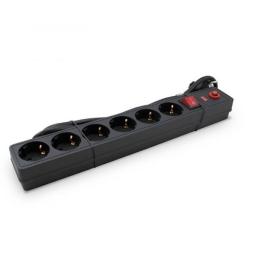 Regleta con interruptor 3GO REGP6/ 6 Tomas de corriente/ Cable 1.5m/ Negra