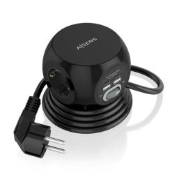 Regleta con Interruptor Aisens ASPS-2A2C05-BK/ 3 Tomas de Corriente/ 2 USB Tipo-C/ 2 USB/ Cable 1.4m/ Negro