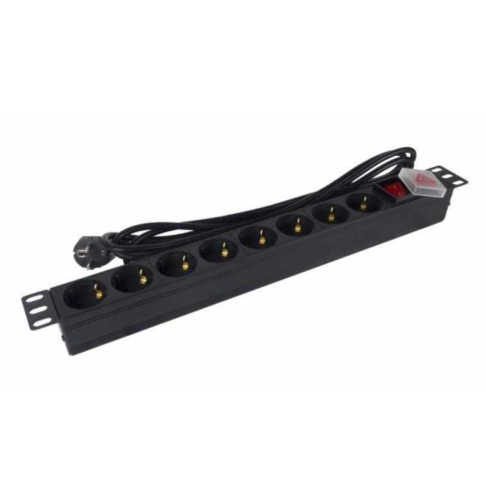 Regleta con Interruptor Phasak BNS 1520/ 8 Tomas de Corriente/ Cable 3m/ Negro