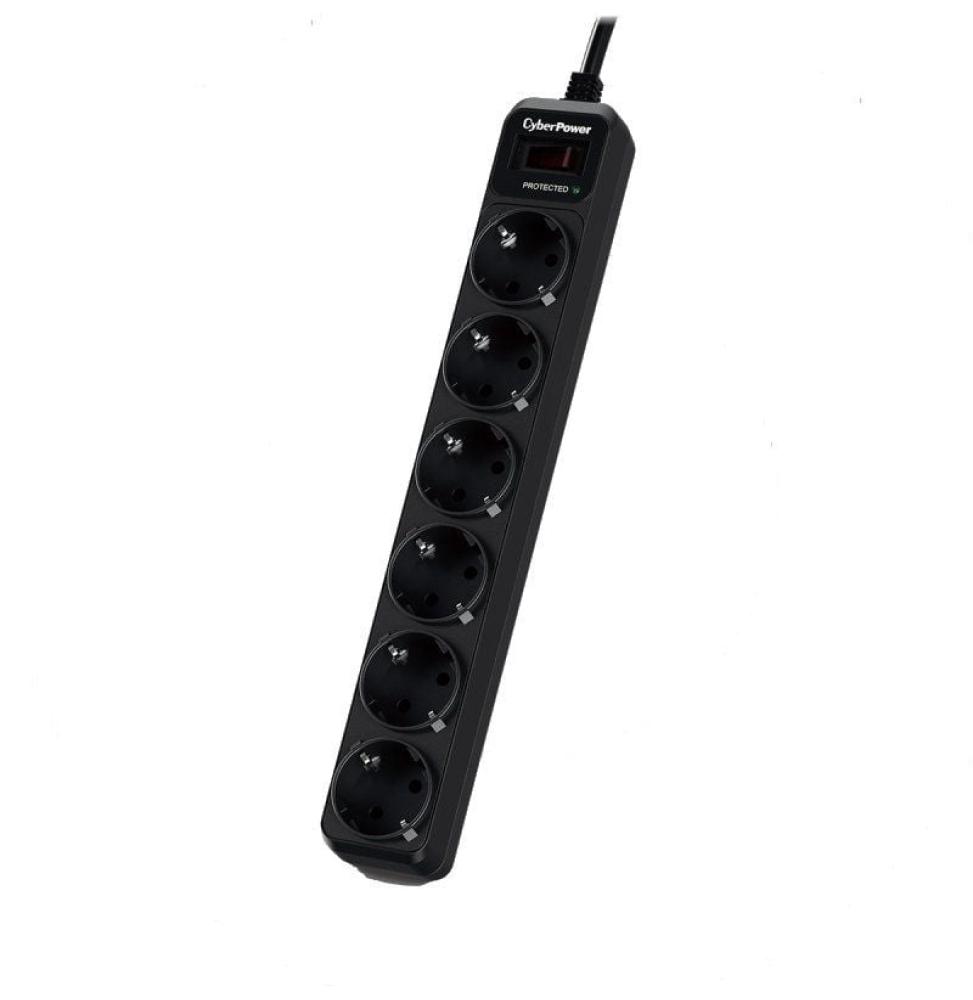 Regleta con interruptor Cyberpower B0620SC0-DE/ 6 Tomas de corriente/ Cable 1.8m/ Negra