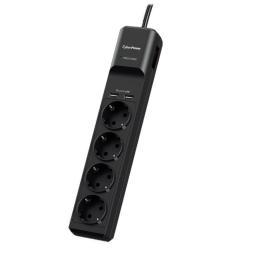 Regleta con interruptor Cyberpower P0420SUD0-DE/ 4 Tomas de corriente/ 2 USB/ Cable 1.8m/ Negra