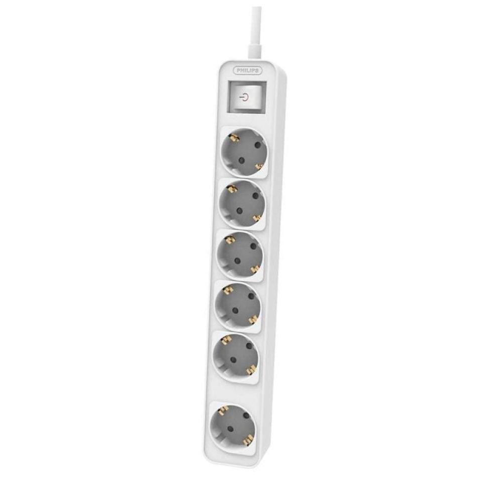 Regleta con Interruptor Philips CHP2164W/62/ 6 Tomas de corriente/ Cable 1.5m/ Blanco