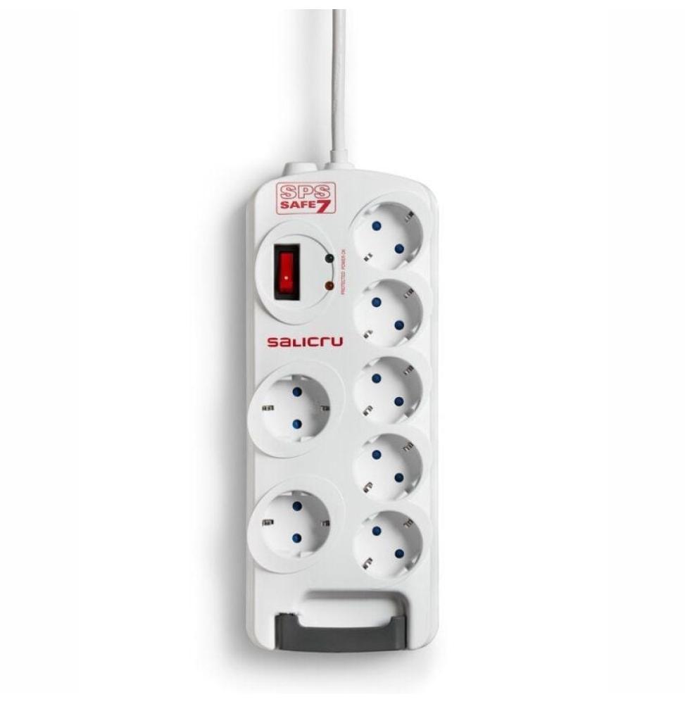 Regleta con interruptor Salicru SAFE 7/ 7 Tomas de corriente/ Cable 1.8m/ Blanca