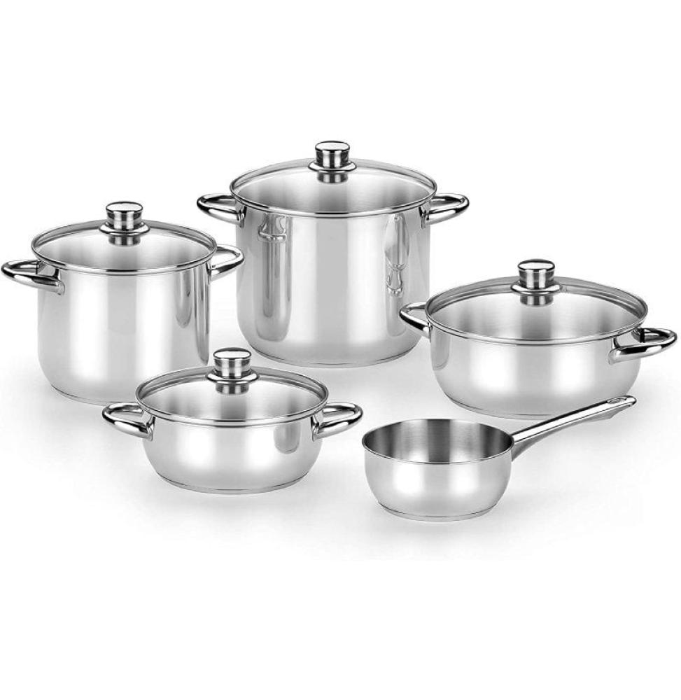 Pack Batería de Cocina Monix Optima2 MA50001/ Cazo Ø16cm/ Ollas Ø20 - 24cm/ Cacerolas Ø20 - 24cm/ Acero Inoxidable/ Apta para In