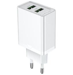 Cargador de Pared Vention FBAW0-EU/ 2xUSB/ 18W/ Blanco