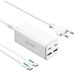 Cargador de Pared Vention FBSWG-EU/ 2xUSB Tipo-C + Cable USB Tipo-C/ 2xUSB/ 100W