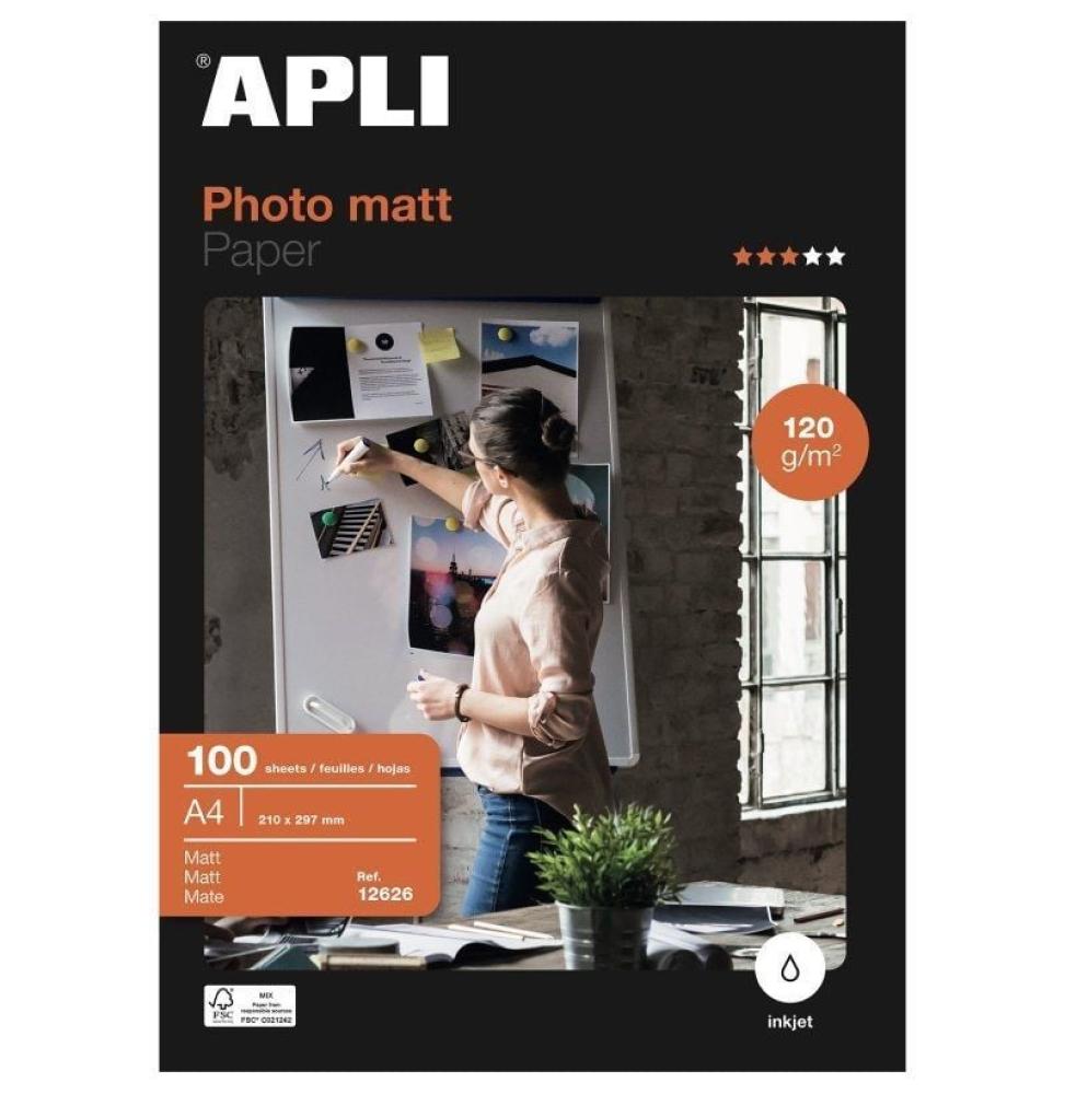 Papel Fotográfico Apli Matt 12626/ DIN A4/ 120g/ 100 Hojas/ Mate