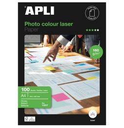 Papel Fotográfico Apli Colour Laser 11817/ DIN A4/ 160g/ 100 Hojas/ Brillante