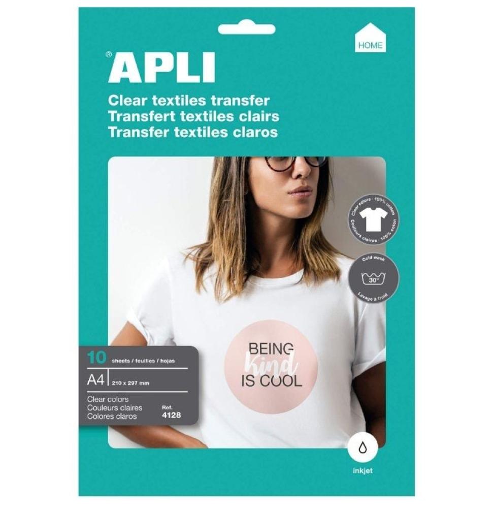 Papel Transfer Camisetas Apli 4128/ DIN A4/ 10 Hojas