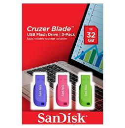 Pendrive 32GB SanDisk Cruzer Blade Pack 3 USB 2.0