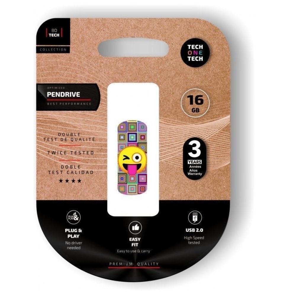 Pendrive 16GB Tech One Tech Emoji guiño USB 2.0