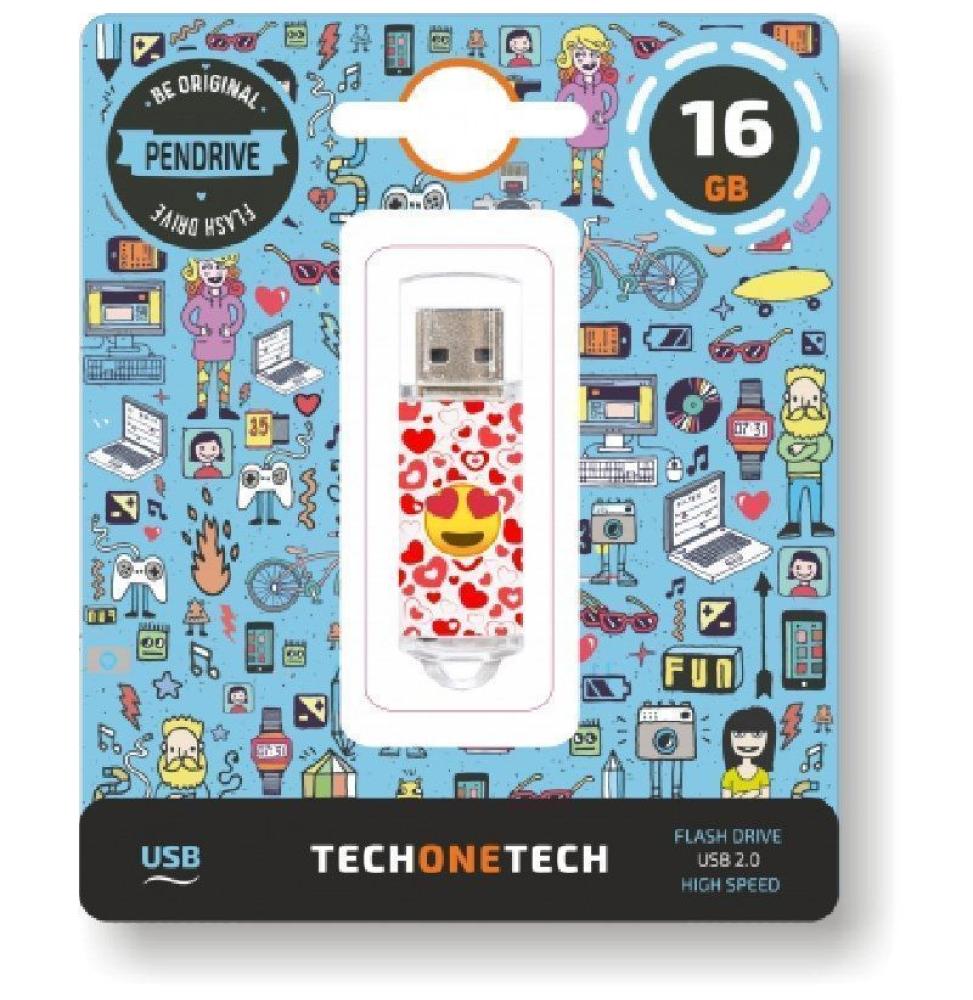 Pendrive 16GB Tech One Tech Emojis Heart Eyes USB 2.0