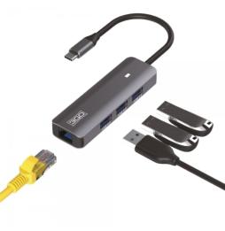 HUB USB Tipo-C 3GO HUB37PETHC/ 3xUSB/ 1xRJ45/ Gris