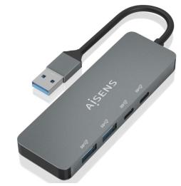 Hub USB 3.2 Aisens A106-0696/ 2xUSB/ 2xUSB Tipo-C/ Gris