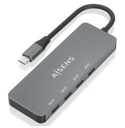 Hub USB Tipo-C Aisens A109-0695/ 4xUSB Tipo-C/ Gris