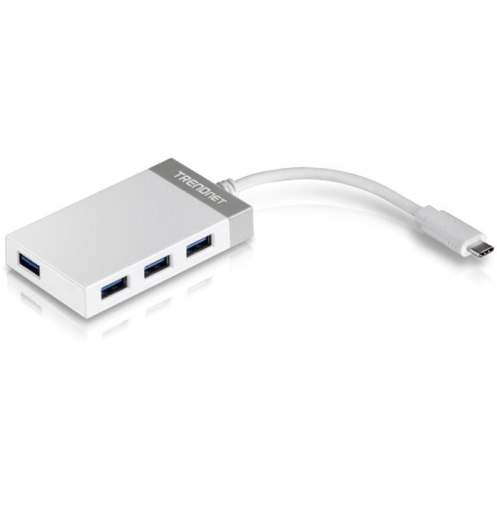 Hub USB Tipo-C Trendnet TUC-H4E/ 4xUSB/ Blanco y Gris