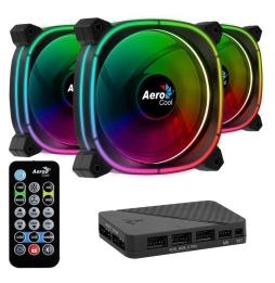 Pack 3 Ventiladores Aerocool Astro 12 Pro/ 12cm + H66F HUB + Mando a Distancia