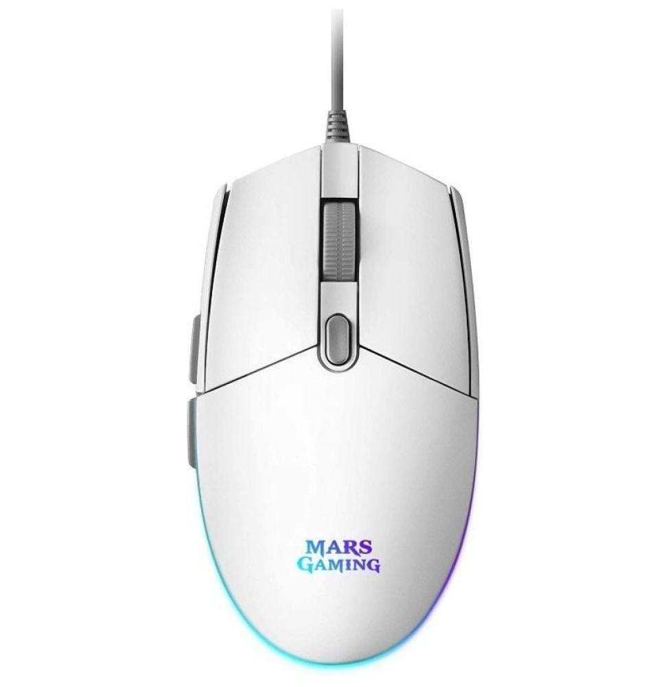 Ratón Gaming Mars Gaming MMGW/ Hasta 3200 DPI/ Blanco