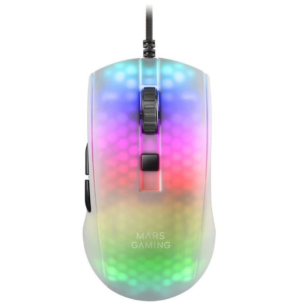 Ratón Gaming Mars Gaming MMRW/ Hasta 12800 DPI/ Blanco