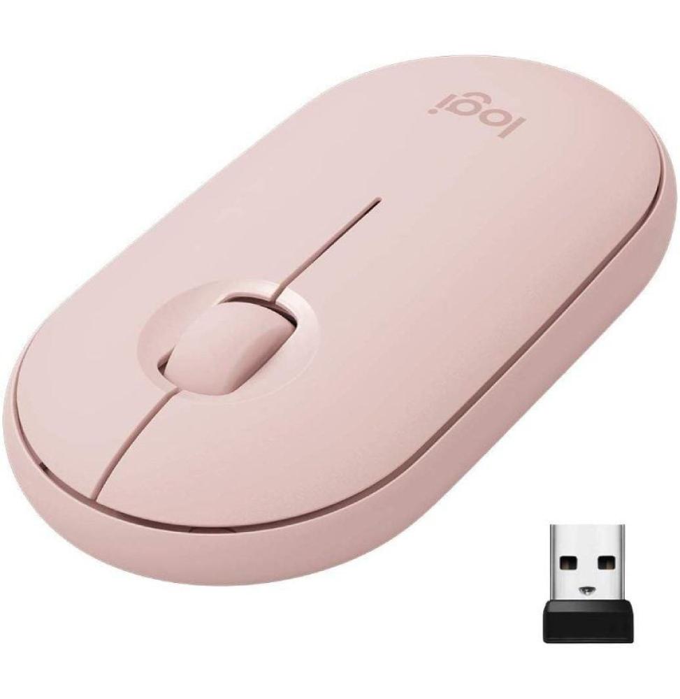 Ratón Inalámbrico por Bluetooth/ 2.4GHz Logitech Pebble M350/ Hasta 1000 DPI/ Rosa