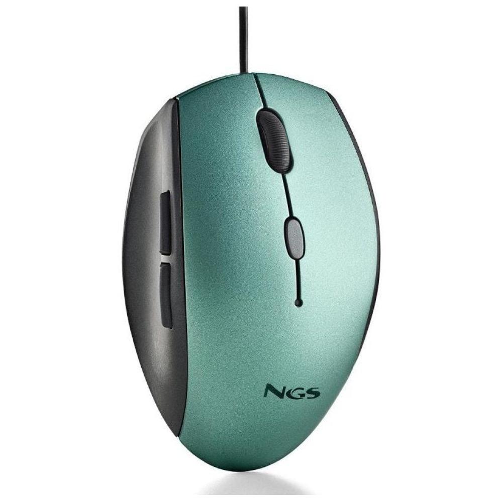 Ratón Ergonómico NGS Moth Ice/ Hasta 1600 DPI/ Verde Hielo