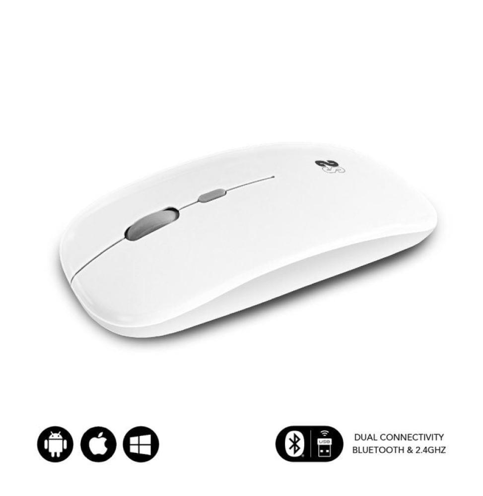 Ratón Inalámbrico por Bluetooth Subblim Dual Flat/ Batería recargable/ Hasta 1600 DPI/ Blanco