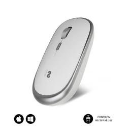 Ratón Mini Inalámbrico Subblim Wireless Mini/ Hasta 1600 DPI/ Plata