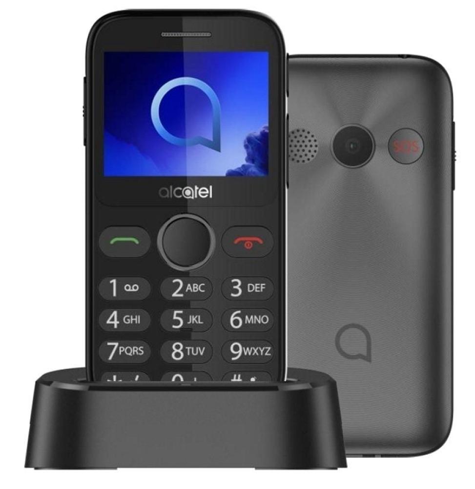 Teléfono Móvil Alcatel 2020X para Personas Mayores/ Gris Metal