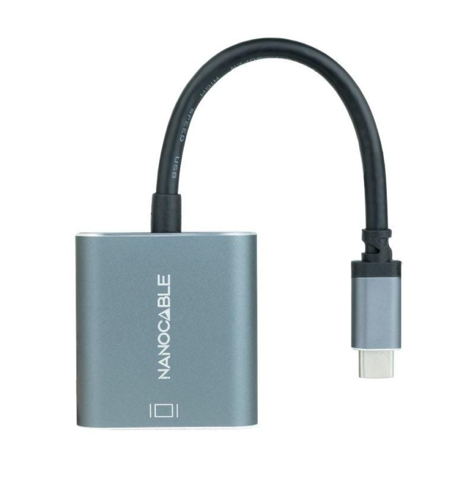 Cable Conversor Nanocable 10.16.4103-G/ USB Tipo-C Macho - DVI-D (24+1) Hembra/ 15cm/ Gris