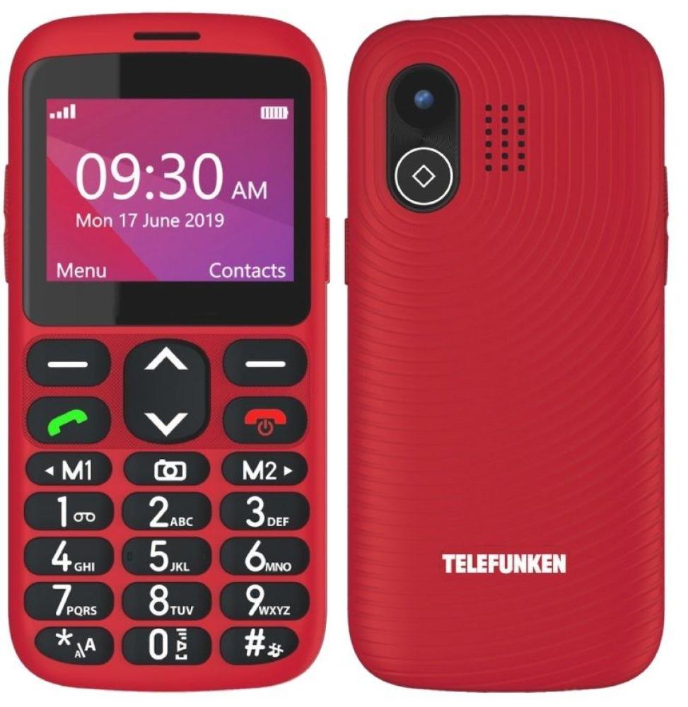 Teléfono Móvil Telefunken S520 para Personas Mayores/ Rojo