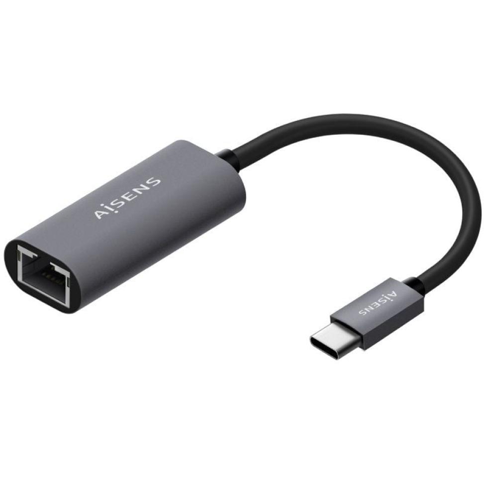 Adaptador USB Tipo-C Aisens A109-0709/ USB Tipo-C Macho - RJ45 Hembra/ 1000Mbps/ 15cm/ Gris