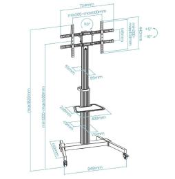 Soporte de Pie Inclinable con Ruedas TooQ FS1886M-B para TV de 37-86'/ hasta 50kg