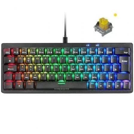 Teclado Gaming Mecánico Mars Gaming MKMINIPRO/ Switch Amarillo - PixelPlaza