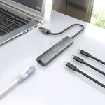 Hub USB Aisens ASUC-4P037-GR/ 3xUSB Tipo-C/ 1xRJ45/ Gris