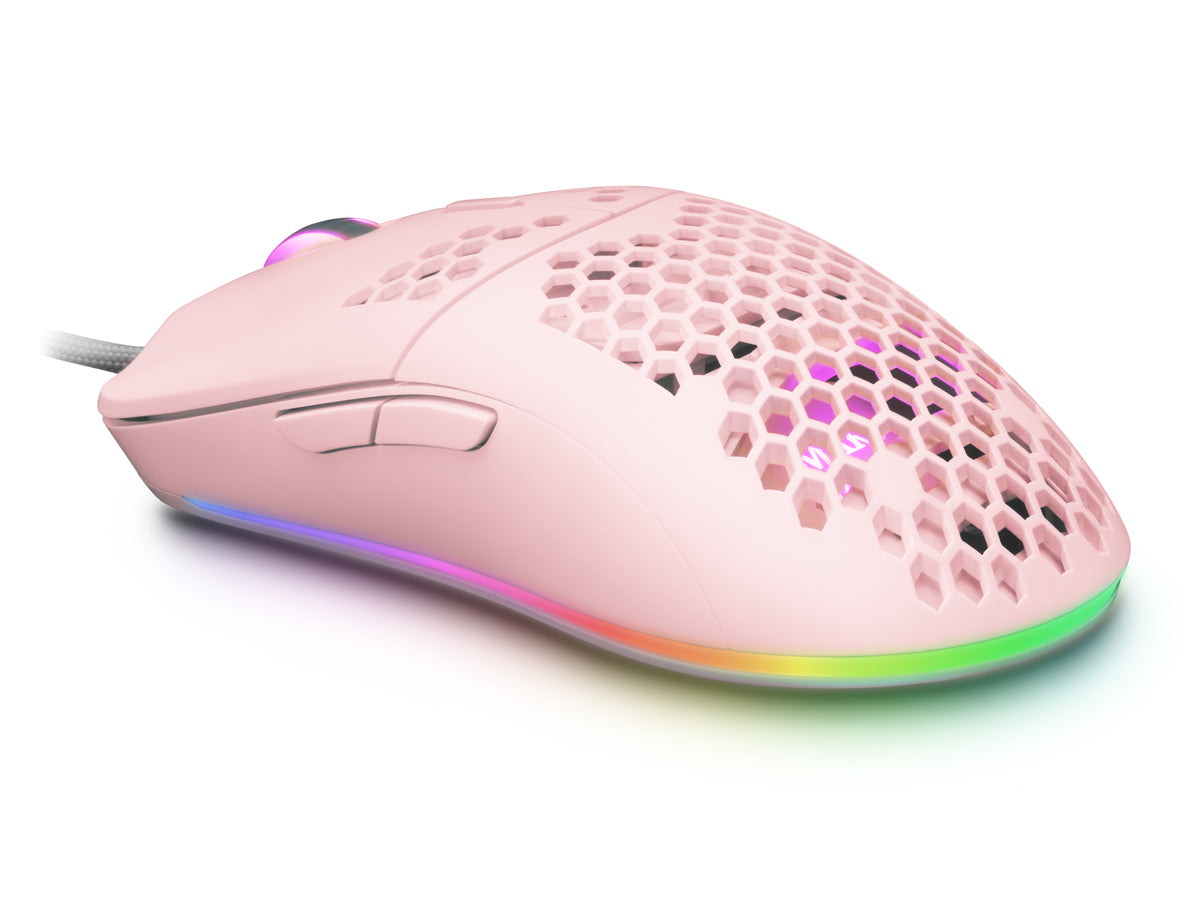 Mouse raton mars gaming mmax optico USB 7 botones 12400ppp rosa