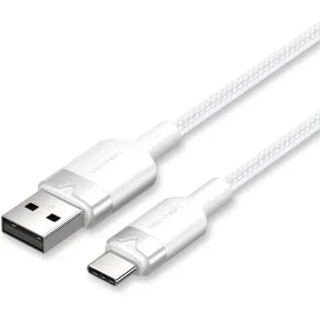 Cable USB 2.0 Tipo-C Vention CTNWH/ USB Tipo-C Macho - USB Macho/ Hasta 60W/ 480Mbps/ 2m/ Blanco - PixelPlaza