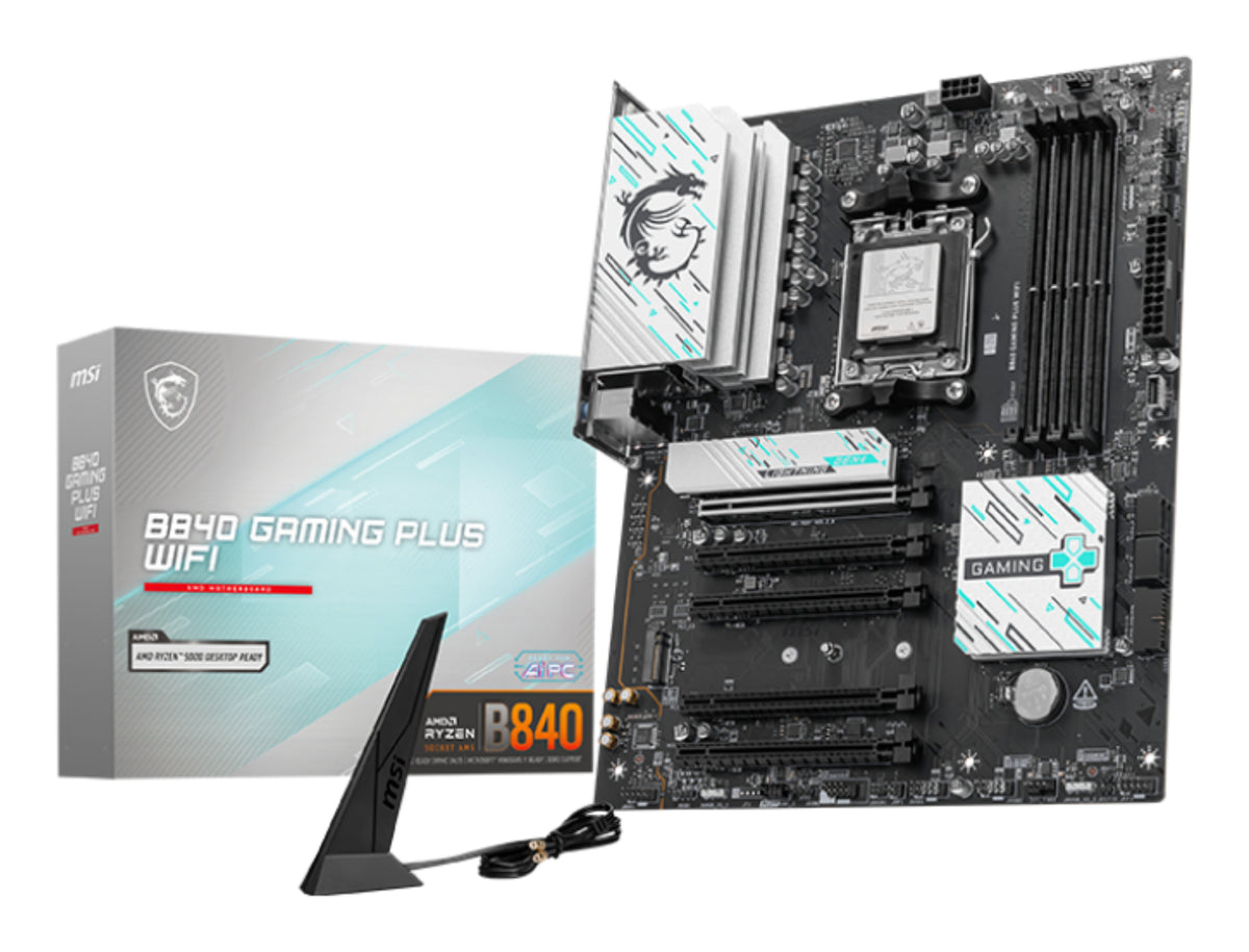 Placa base Msi b840 gaming plus am5 WiFi ATX · 4x DDR5 · 3x USB 3.2 · 1x USB tipo c